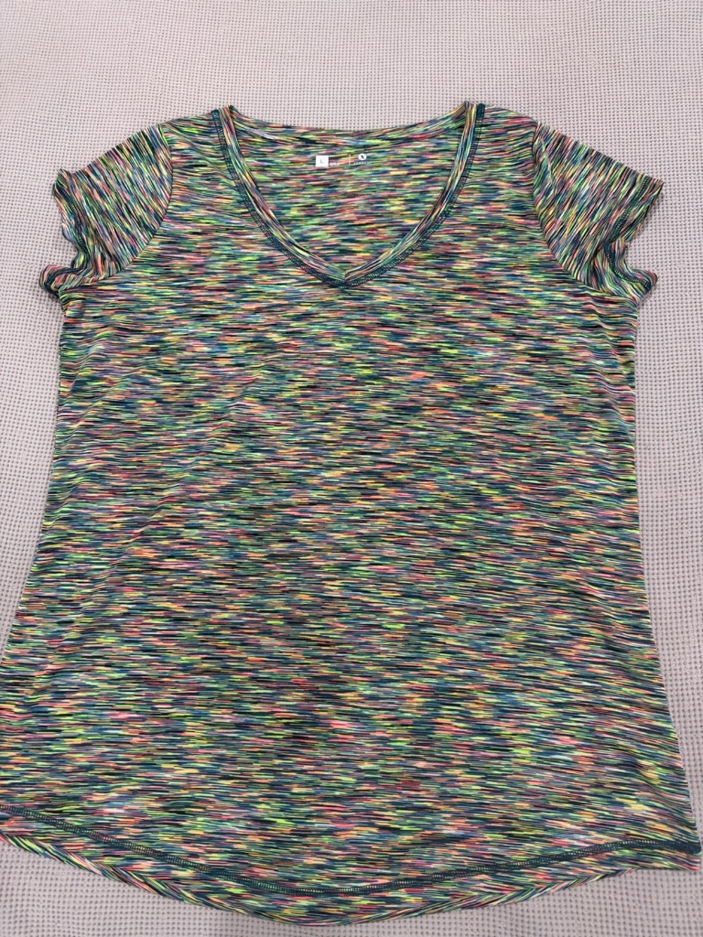 Xersion Multicolor Space-Dye V-Neck Short Sleeve Top